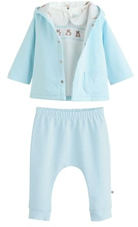 NEXT Bebés niño Conjunto de 3 piezas de punto con chaqueta, body y leggings para bebé Blue Bear 3 Meses-6 Meses