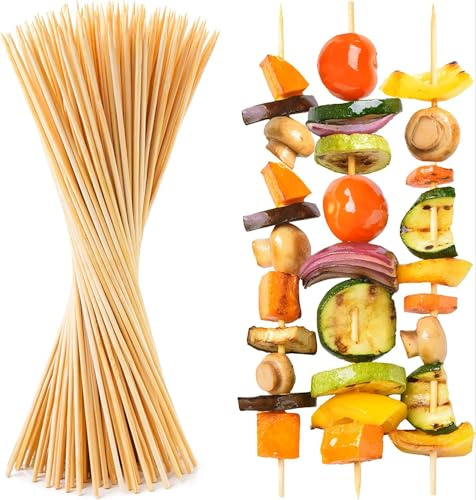 ALLBASA Pic brochettes, brochettes pour barbecue,Piques brochettes pour grillades, bâtons pour buffets (50, 30cm)