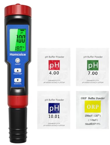 Homcoice Medidor pH Chloro Piscina 7 en 1, Tester PH Cloro Salinidad ORP TDS EC Temperatura, Test Calidad Agua de alta precisión con función ATC para piscinas, agua potable, acuario, hidroponía