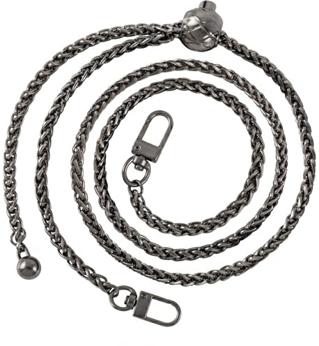 KSJEHW Cadena para Bolso 120cm, Correa de Repuesto Metálica Ajustable, Cadenas para Bolsos de Hombro y Bandolera, Asa Metálica Color Negro Pistola para Bricolaje y Manualidades DIY