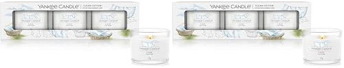 Yankee Candle Set de regalo de velas perfumadas | Velas votivas rellenas de algodón limpio | Mezcla de cera de soja | 3 unidades (Paquete de 2)