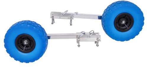 Roue de Remorque Bateau Gonflable 25cm, Paire de Roues Pneumatiques Inox Capacité 150kg, Kit Roue Annexe avec Support Fixation, Pour Mise à L'Eau Transport Plage, Universel pour Toute Remorque Bateau