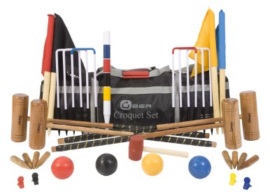 Ubergames Extrem hochwertiges Pro Croquet/Krocket Set fur fortgeschrittene (4 Spieler), Krocket Set aus Hartholz ECO-Holz fur 4 Pers. by Ubergames
