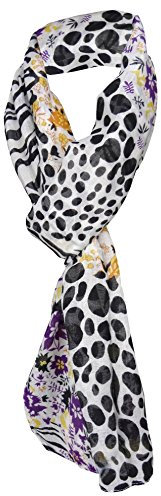 TigerTie Viskose Schal in lila gelb orange schwarz grau gemustert - Halstuch Gr. 180 x 50 cm