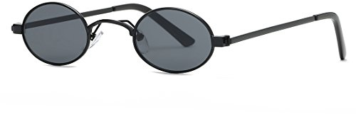 kimorn Sonnenbrille Kleine Runde Metallrahmen Oval Bonbonfarben Unisex Gläser K0577 (Schwarz)