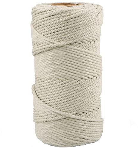 G2PLUS Makramee Garn 4mm, 100m Beige Baumwollgarn Baumwollkordel Baumwollschnur Kordel-Strickarbeiten Kettgarn für DIY Handwerk Basteln Wand Aufhängung Pflanze Aufhänger