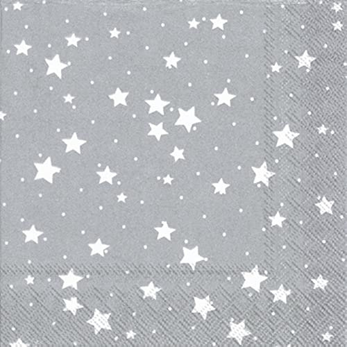 IHR Ideal Home Range - Papierservietten Stella DI Natale Silber 20 Stk. Lunchservietten