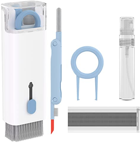 7 en 1 Keyboard Cleaning Brush Kit - Cepillo Limpiador de Teclado Herramienta de Limpieza Auriculares Extractor de Teclas Multifunción Extractor de Polvo para Laptop Auriculares, Azul