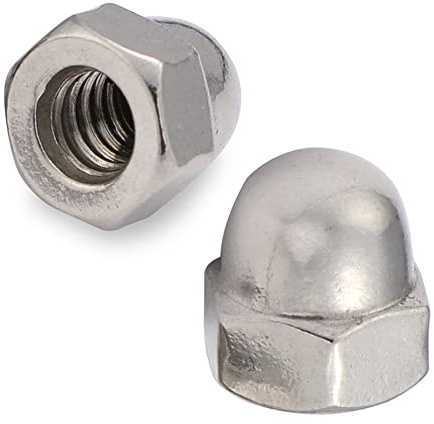 M6-1.0 Metric Acorn Cap Nuts Dome Head Nuts, 304 Stainless Steel 18-8, Plain Finish, 25 PCS