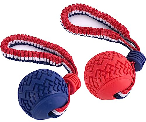Nlmskzzy Dog Ball with Rope Toy,Ball on a Rope Dog Toy for Medium and Small Dog Tough Rope Toy Non-Toxic and Durable Dog Balls Toys