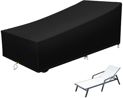 Solstolsskydd, utomhus trädgård solsängsskydd vattentätt vindtätt anti-UV trädgård rotting uteplats möbelskydd 220 x 80 x 35/55 cm