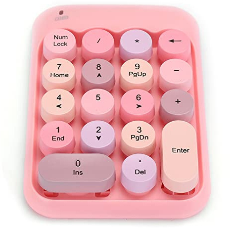 Mrisata 10 Key Usb Keypad Numeric 19×12×3 Mini 2.4g Wireless Numeric Keypad Vintage Colorful Round Num Keyboard Waterproof 18-Keys for Financial Accounting