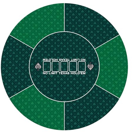 LaiEr Round Poker Mat, 24/31/39/47/55/63 inch 6-10 Person Texas Poker Rubber Mat, Foldable Tabletop, Portable Poker Tabletop, Suitable for Poker Games, Blackjack, Casino Layout.