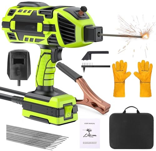 Machine à Souder Soudeur à l'Arc Portatif avec Onduleur Kit Pistolet de Soudage Portable 6 Variable Current Adjustment avec 10 Baguettes (2.5-3.2mm), Gants de Travail