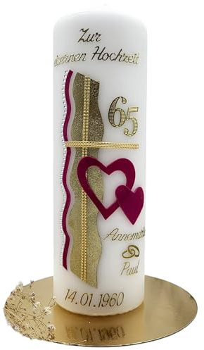 Eiserne Hochzeit Kerze EH-04 inkl. Namen und Datum