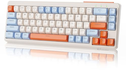 ZIYOU LANG×FREEWOLF Teclado inalámbrico para Juegos M68 TKL,Teclado de Membrana Compacto de 3 Modos de 2,4 GHz/BT5.1/USB-C, 19 Teclas Anti-Efecto Fantasma, Recargable de 2000 mAh - Arándano