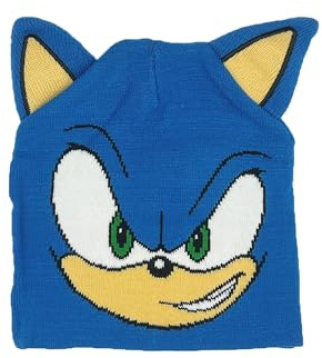 SONIC THE HEDGEHOG Mütze Kinder Sonic mit Ohren | Beanie | kleine Geschenke für Jungen Winter-Mütze | Strickmütze (DE/NL/SE/PL, Numerisch, 54, Blau)