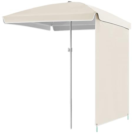 XHDZSM Heavy Duty Outdoor Umbrella with Sunshade Curtain & Water-Filled Base - Wind-Resistant Rectangle Patio Umbrellas for Beach Pool Deck for Balcony Gardens, Apartments F 93.3IN