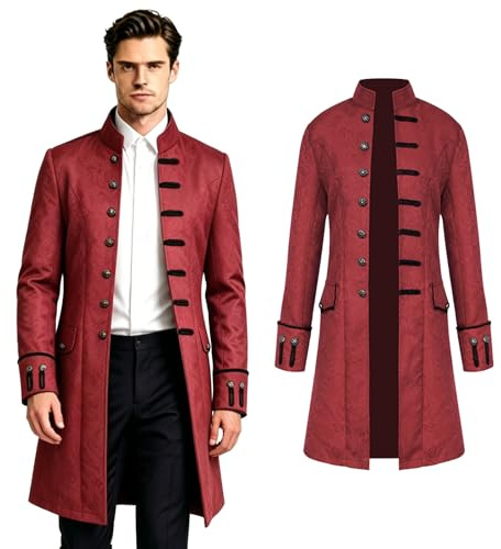 Crubelon Men's Steampunk Vintage Tailcoat,Gothic Victorian Frock Coat | Versatile halloween costume;great for role‑play,theater,mask parties,festival dress‑up and themed event occasions