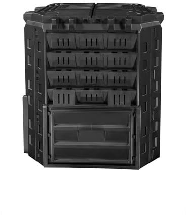 FIXKRAFT Schnellkomposter Garten Komposter 310L Thermokomposter in Schwarz Gartenkomposter aus Kunststoff Schnell Kompostierer für Bio Kompost mit Deckel