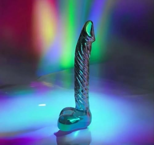 Handcrafted Glass Pleasure Wand, Beautiful Rainbow Design, LoveToy 8 inch