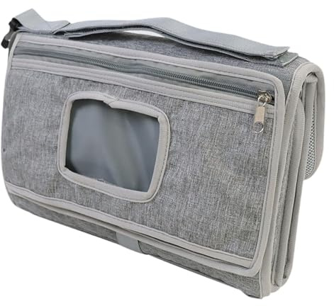 HuadaXtai Fasciatoio per pannolini, materassino per il cambio, pieghevole, compatto, comodo, cuscino con tasca per salviette, staccabile, leggero, accessori, Grigio