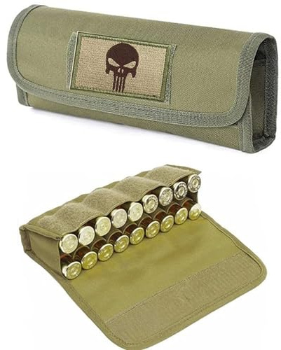 ACEXIER Bolsa para Cartuchos de Escopeta de 18 Balas, Compatible con MOLLE, Soporte táctico para munición Calibre 12/20, Bolsa de Nailon Resistente con Tapa abatible (Green)