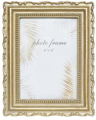 LIMOR 4x6 Vintage Picture Frame, Victorian Retro Decorative Photo Frames for Tabletop & Wall, Baroque Home Decor, Gift Ideas(Gold4X6)
