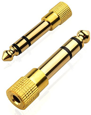 Mobi Lock 2 Pièces 6,35mm vers Prise 3,5mm - Adaptateur Stéréo de Prise Audio de 1/4 à 1/8 Pouce - pour connecter appareils 6,35 mm à amplis, Guitares, Pianos, Haut-parleurs et micros 3,5 mm