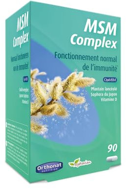Orthonat - MSM Complex - Complément Alimentaire Immunité - 125 mg d’Extrait Sec de Plantain, 75 mg de Sophora du Japon et 1,8 µg de Vitamine D par Gélule - 90 Gélules