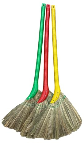 Caravelle Choi Bong Co Vietnam Hand Made Straw Soft Broom with Colored Handle 12 Head Width, 40 Overall Length -1pc by Caravelle