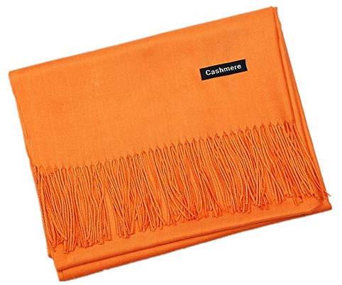 freesiom Echarpe Unisexe Homme Femme Hiver Automne Chaude Cachemire Longue Couleur Uni Frange Châle Foulard Tour Cache Cou Mode Simple Elegant Douce (Orange)