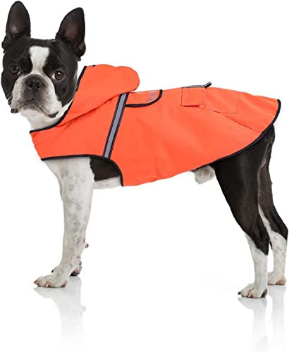 Bella & Balu Hunderegenmantel - Wasserdichter Hundemantel mit Kapuze und Reflektoren für trockene, sichere Gassigänge, den Hundespielplatz und den Urlaub mit Hund (S - Orange)