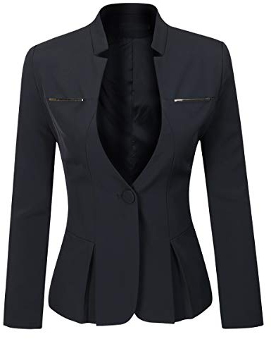 YYNUDA Blazer Femme Elegant Fit Veste de Costume avec Un Bouton pour Femme Noir M