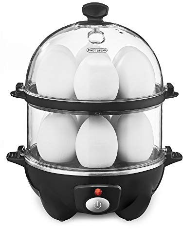 BELLA Cocedor de huevos de doble nivel, caldera, máquina rápida y escalfador, preparación de comidas para la semana, comidas de tamaño familiar: hasta 12 huevos hervidos grandes, aptos para