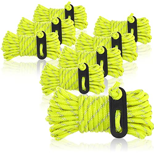 COM-FOUR® 8x guy ropes, each 4m for camping, reflective in yellow