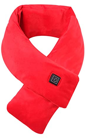 Sciarpa riscaldante USB, scaldacollo elettrico, 3 livelli di temperatura, regolabile, unisex, invernale, caldo, può essere lavata – 8 combinazioni di colori (rosso)