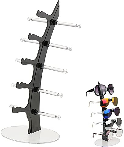 Soporte Contador Ventana Joyería Expositor Creativo Para Gafas De Sol Del Soporte Del Marco Gafas De Sol Organizador De Gafas Soporte Para Gafas Multicapa Para Guardar y Exponer Vasos（Negro）