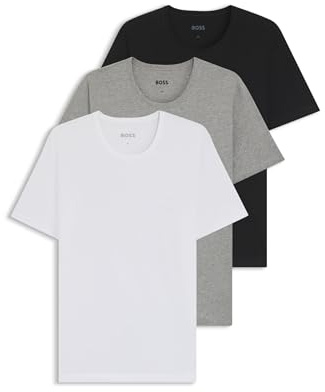 BOSS Mens Tshirt RN 3P Classic Three-Pack of Cotton Underwear T-Shirts with Logos