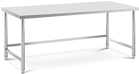 Royal Catering Arbeitstisch Edelstahltisch 200 x 90 cm bis 100 kg höhenverstellbare Füße Edelstahl-Tisch Küchentisch Arbeitstisch Edelstahl