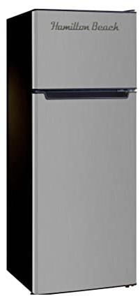 Hamilton Beach, 2 Door Apartment Size RETRO Refrigerator with Top Freezer, 7.5 cu ft, Stainless