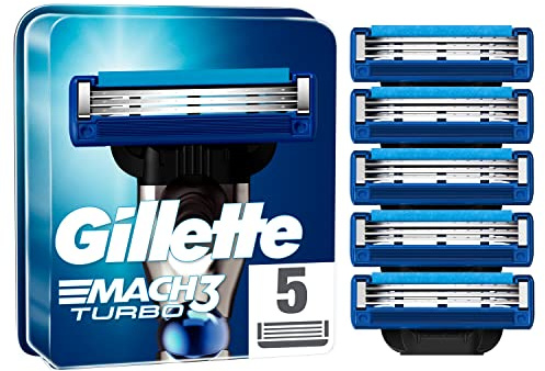 Gillette Mach3 Turbo Lamette di Ricambio per Rasoio da Uomo, Rasoi a 3 Lame