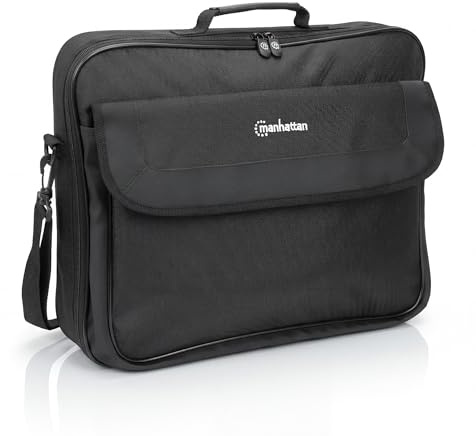 MANHATTAN 17.3-Inch Laptop Shoulder Bag Carrying Case – Briefcase Style, Full Clamshell Opening, Padded Compartments - Computer, Tablet, Notebook – 3 Yr Mfg Warranty – Black, 439992