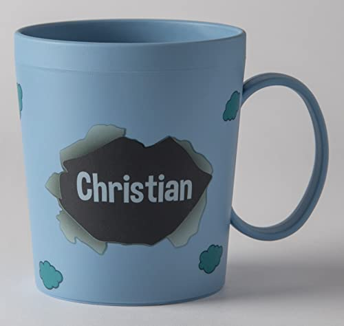 ILS I LOVE SHOPPING Tazza Personalizzata con Nome Bicchiere in plastica 350ml per Microonde con manico colazione Made in Italy (CHRISTIAN)
