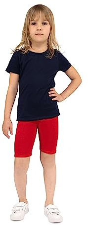 looksy Pantalones Cortos de Ciclismo para niñas: Colores clásicos sólidos y Vivos, Cintura elástica, Tela de algodón cómoda y Transpirable, duraderos y fáciles de Usar, Rojo 9 años (134 cm)