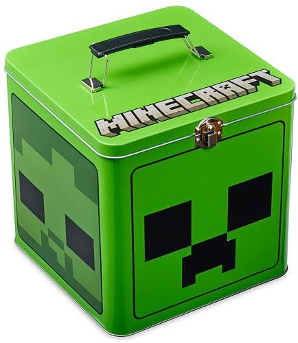 Minecraft Keksdose Metall, Große Blechdose mit Deckel - Gamer Geschenke für Kinder