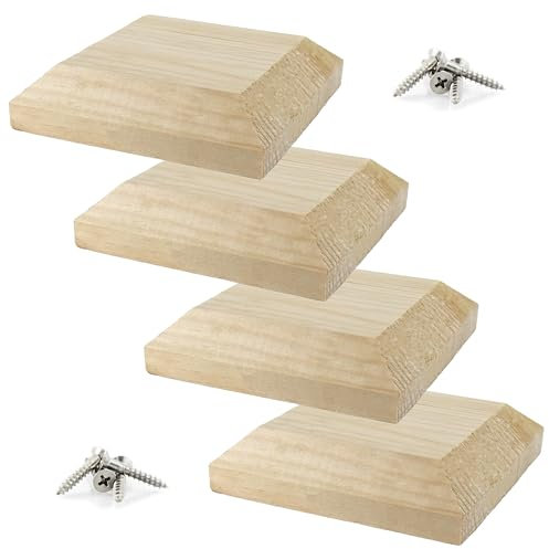 IRONTITE® 4 Pack Wooden Fence Post Caps 3x3, Newel Post Cap Fence Toppers to Suit 75mm (3) Square Fence Newel Posts. Protect Your Posts with This Wood Fence Post Protector (Untreated)