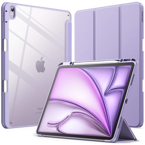 JETech Hülle für iPad Air 13 Zoll M4/M3/M2 (2026/2025/2024) mit Stifthalter, Klar Transparent Rückenschale Dünn Ständer Stoßfest Tablet Abdeckung, Auto Wachen/Schlafen (Violett)