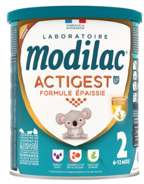 Modilac, Lait en Poudre Actigest Lf+2, de 6 à 12 Mois | Formule Épaissie et Enrichie en Lactoferrine d’origine bovine, Fabriqué en France Sans Huile de Palme, 2ème Age