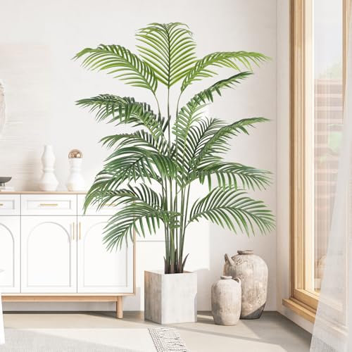 YOLEO 5FT Artificial Palm Tree Indoor Lifelike Faux Palm Plant Fake Tropical Areca Tree for Home Office Living Room Decor